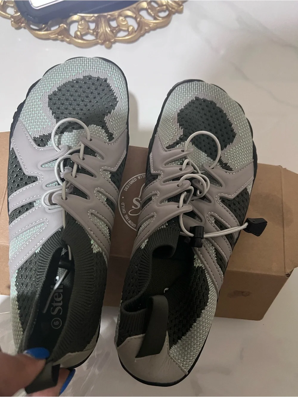 Elle Kids Gray & Black Water Shoes with Bungee Lace